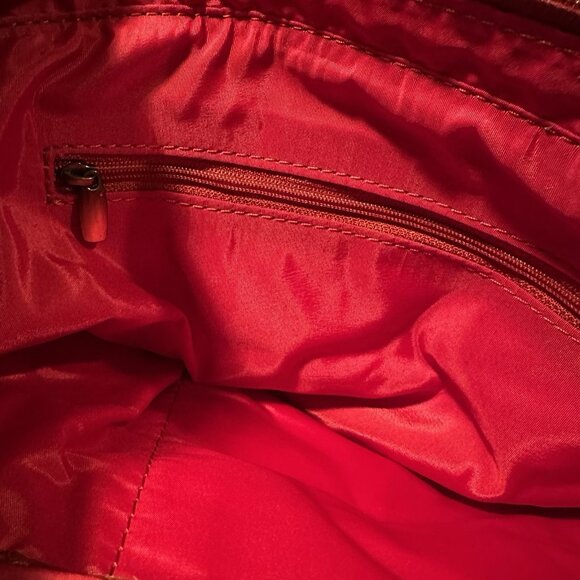 Valenchi Flower Embossed Red Leather Purse Hand Crafted Crossbody Sling Bag - Picture 5 of 11